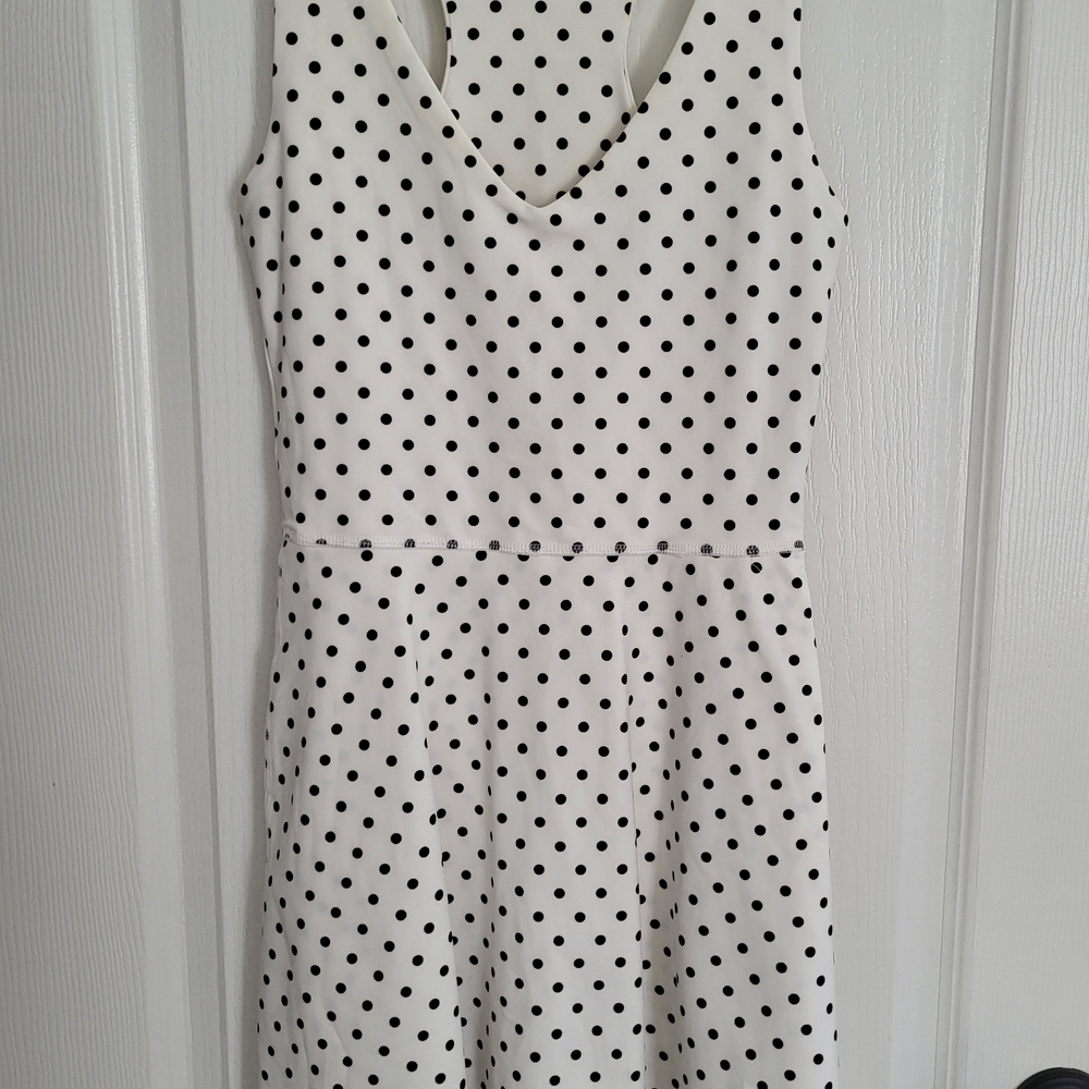 Reformation White Mini Dress with Black Dots